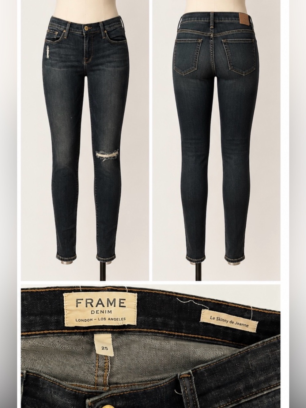 Frame Denim Le Skinny de Jeanne - Dark Indigo Blue Skinny Jeans Sz 28